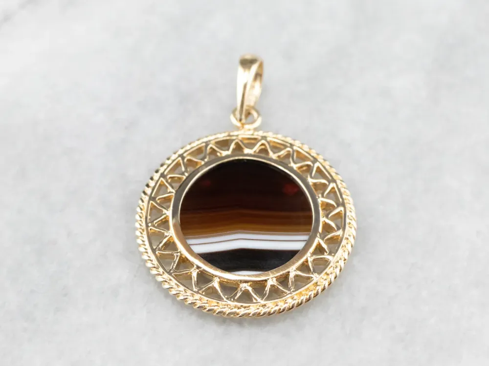 Wesp Mid Century Banded Agate Pendant