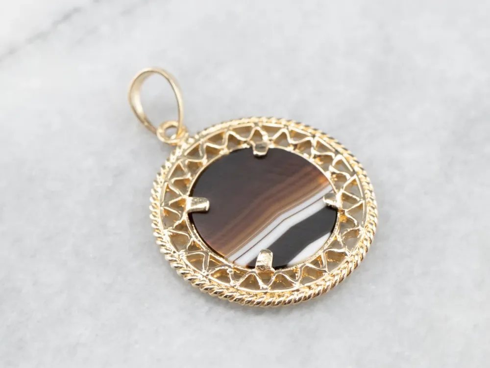 Wesp Mid Century Banded Agate Pendant