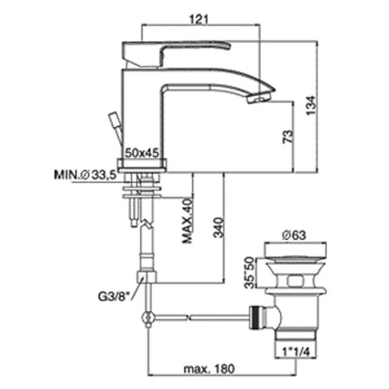 Wesp Paffoni Level basin mixer drain