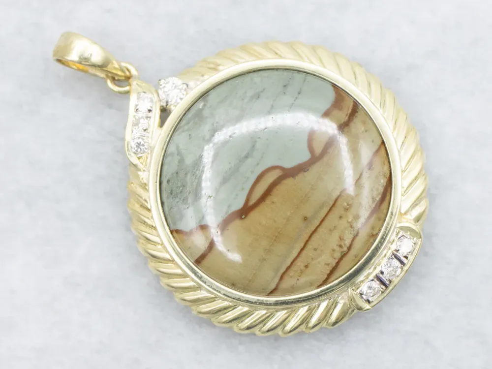 Wesp Stunning Landscape Jasper and Diamond Pendant