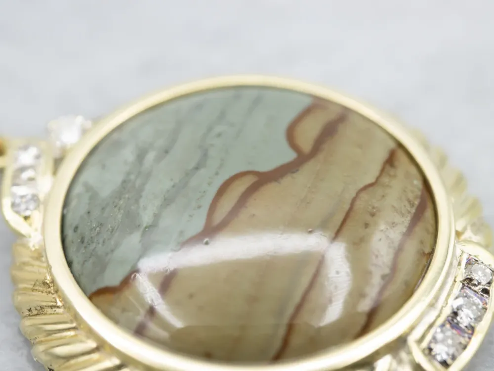 Wesp Stunning Landscape Jasper and Diamond Pendant