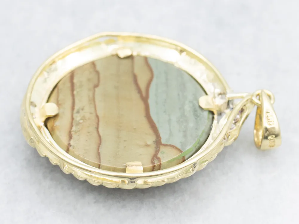 Wesp Stunning Landscape Jasper and Diamond Pendant