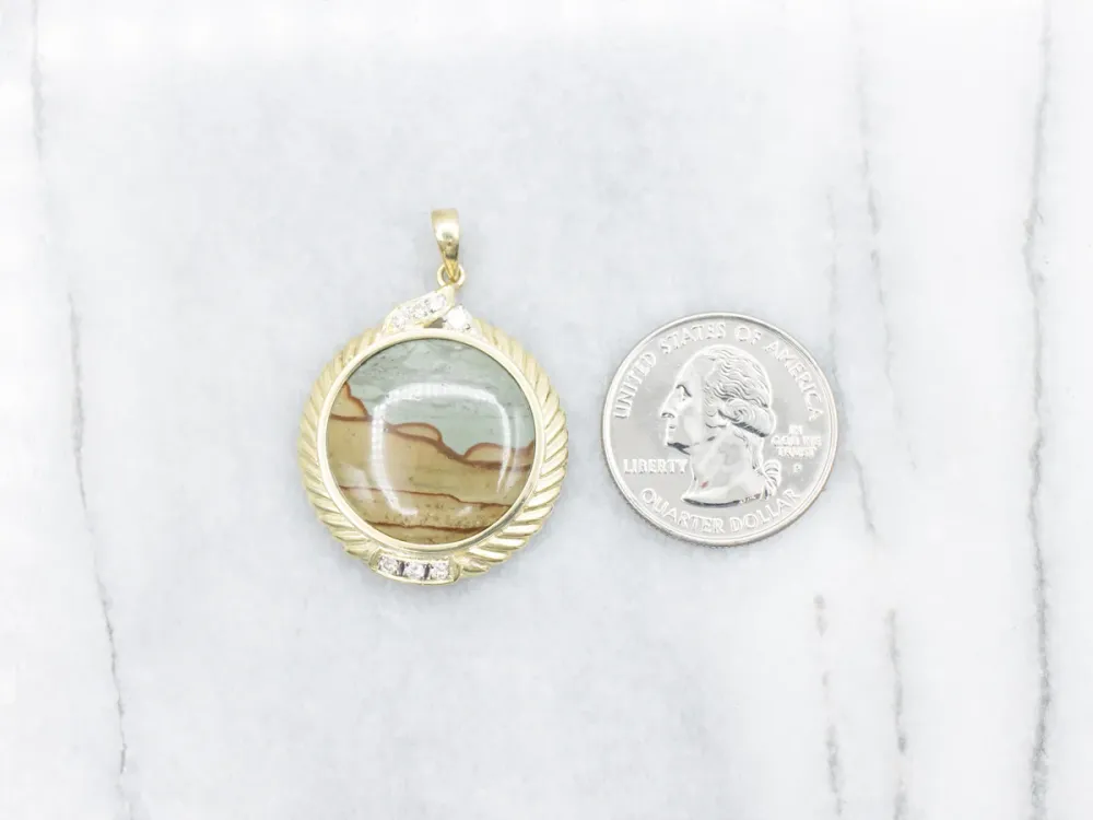 Wesp Stunning Landscape Jasper and Diamond Pendant