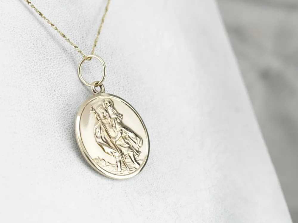 Biologisch Afbreekbaar Saint Christopher Verguld Medal Pendant