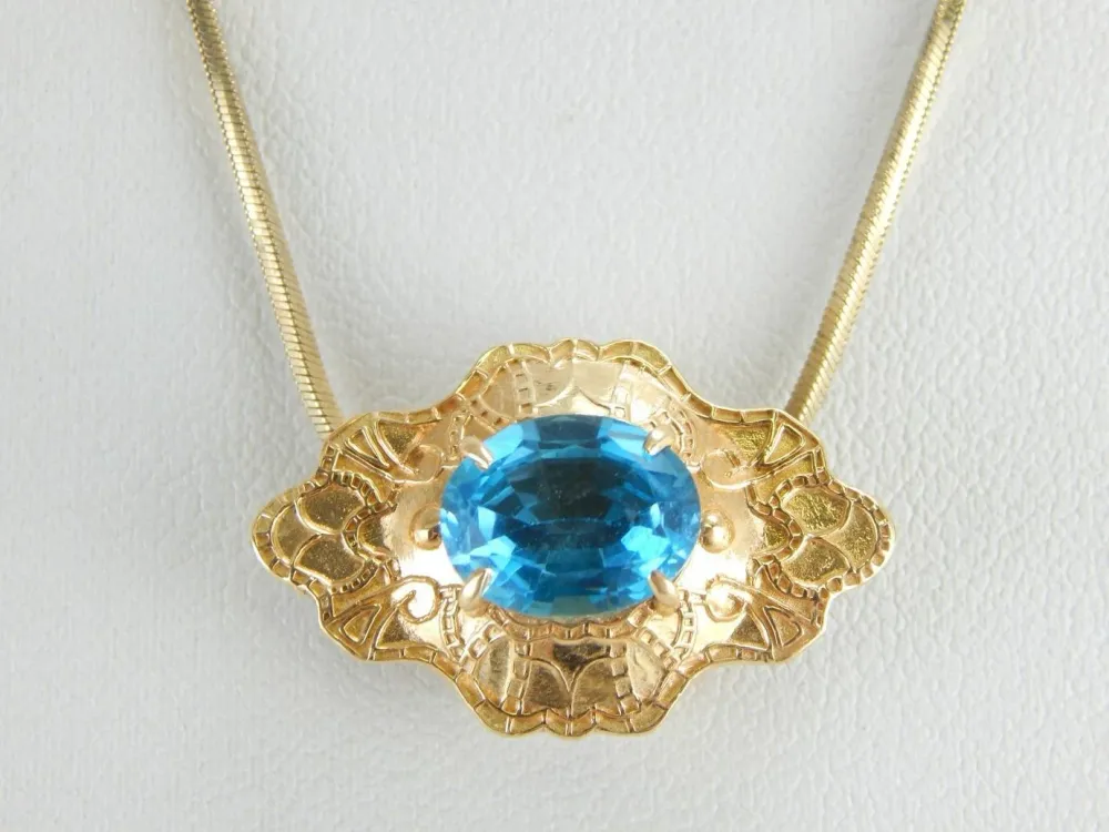 Blue Topaz Ornate Slide Pendant