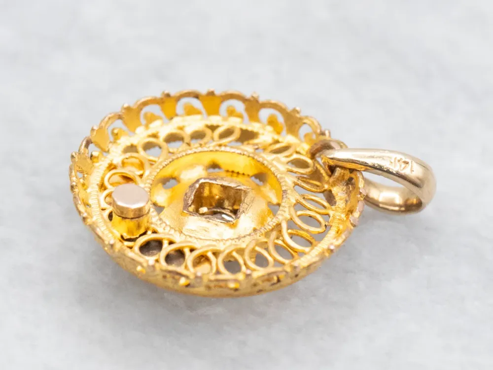 Geurwerende Old Mine Cut Diamond and Seed Pearl Pendant