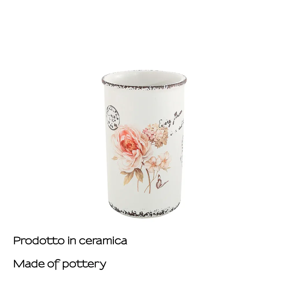 Ceramic countertop toothbrush holder Gedy Clothilde series - White