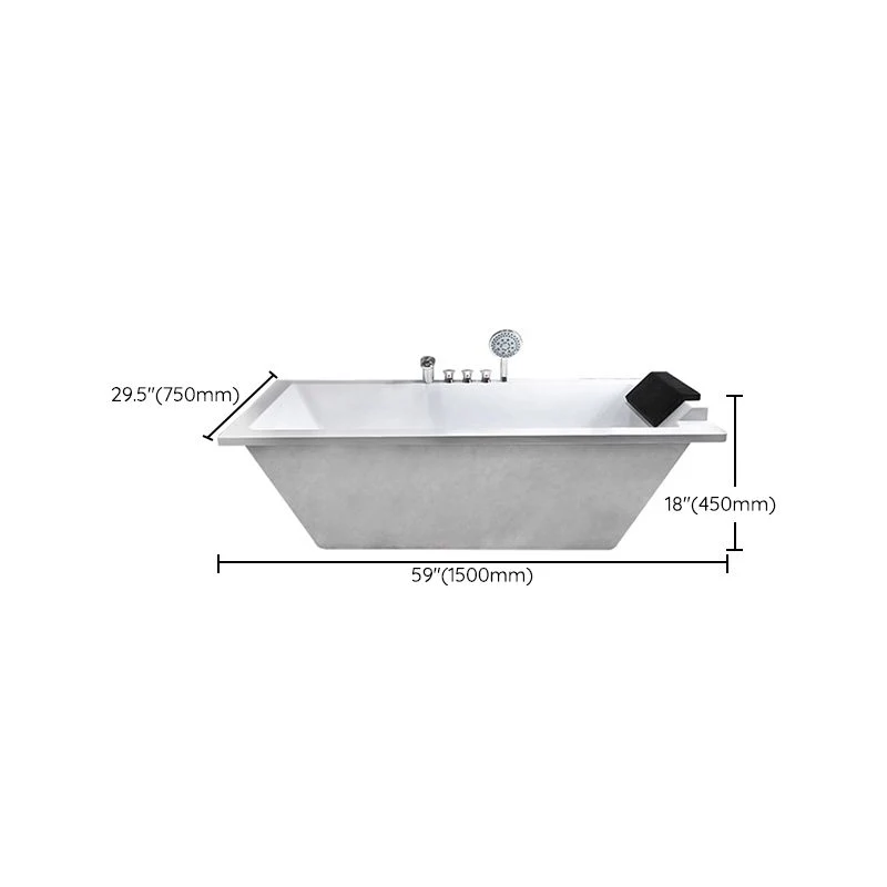 Drop- White Bath Modern Soaking Plexiglas Rectangular Bathtub 55l
