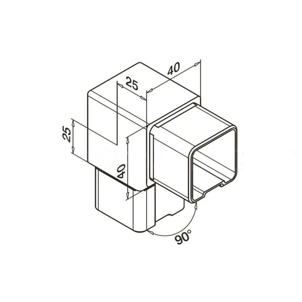 Q-Railing Square Line 90 Degree Connector (Outdoor) | Tot -20°C |