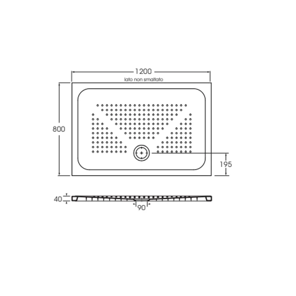 Rectangular ceramic shower tray model Punto 80x120 cm - Glossy parelmoer