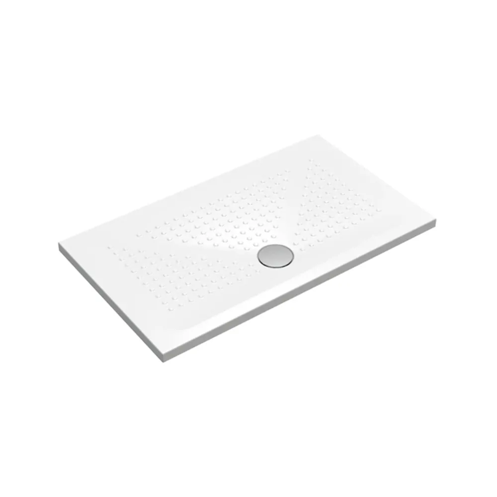 Rectangular ceramic shower tray model Punto 80x100 cm - Glossy wit