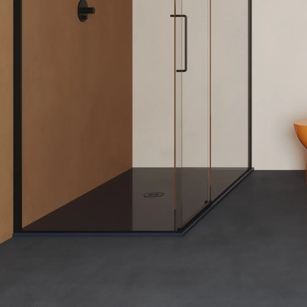 Rectangular ceramic shower tray SoloDue 80x70 cm Hoogglans black