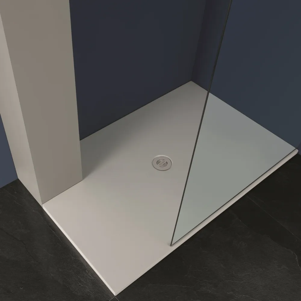 Rectangular ceramic shower tray SoloDue model 130x90 cm van katoen white