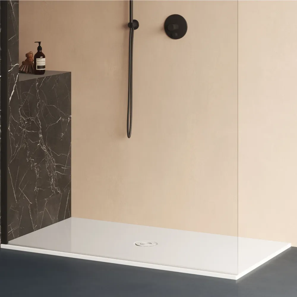 Rectangular ceramic shower tray SoloDue model 130x90 cm van katoen white