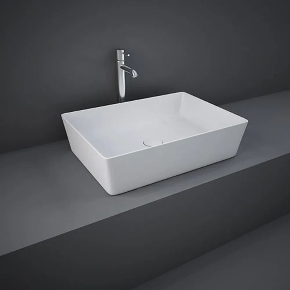 Rectangular countertop washbasin dun edges Sensation ceramic 50x36 cm - Matte White