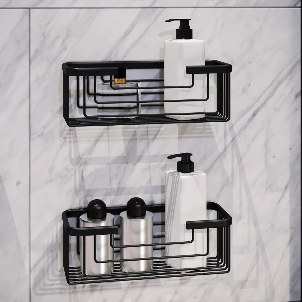 Rectangular hoog shower storage model Augustus Gedy - Matte Black met Handvat
