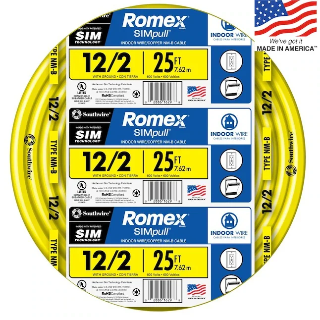 Southwire 25-ft 12 / 2 Romex SIMpull Uni Indoor Non-Metallic Wire (--roll) met Handvat