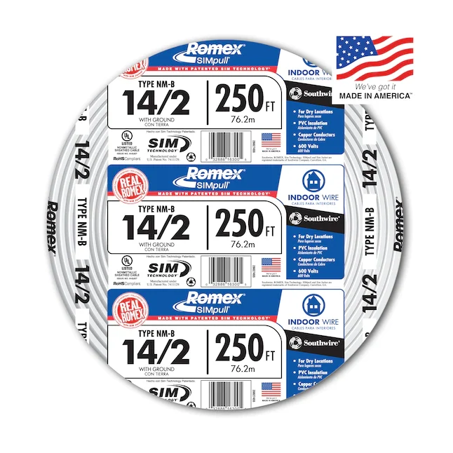 Southwire Romex SIMpull 250-ft 14 / 2 Uni Indoor Non-Metallic Wire