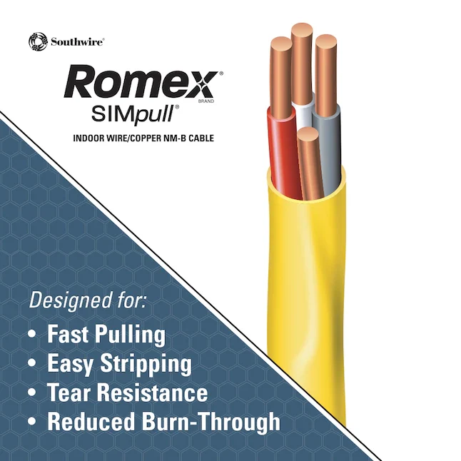 Southwire Romex SIMpull 25-ft 12 / 3 Effen Indoor Non-Metallic Wire