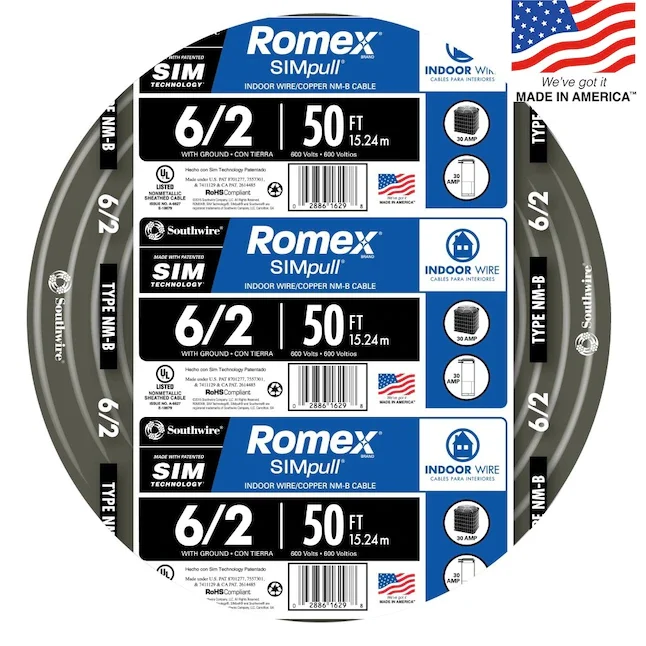Southwire Romex SIMpull 50-ft 6 / 2 Stevig Indoor Non-Metallic Wire