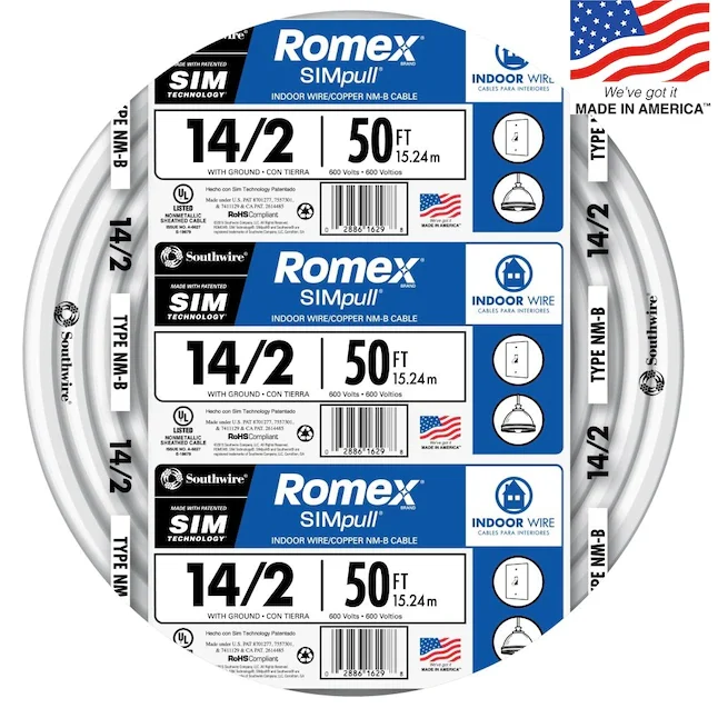 Southwire Romex SIMpull 50-ft 14 / 2 Stevig Indoor Non-Metallic Wire