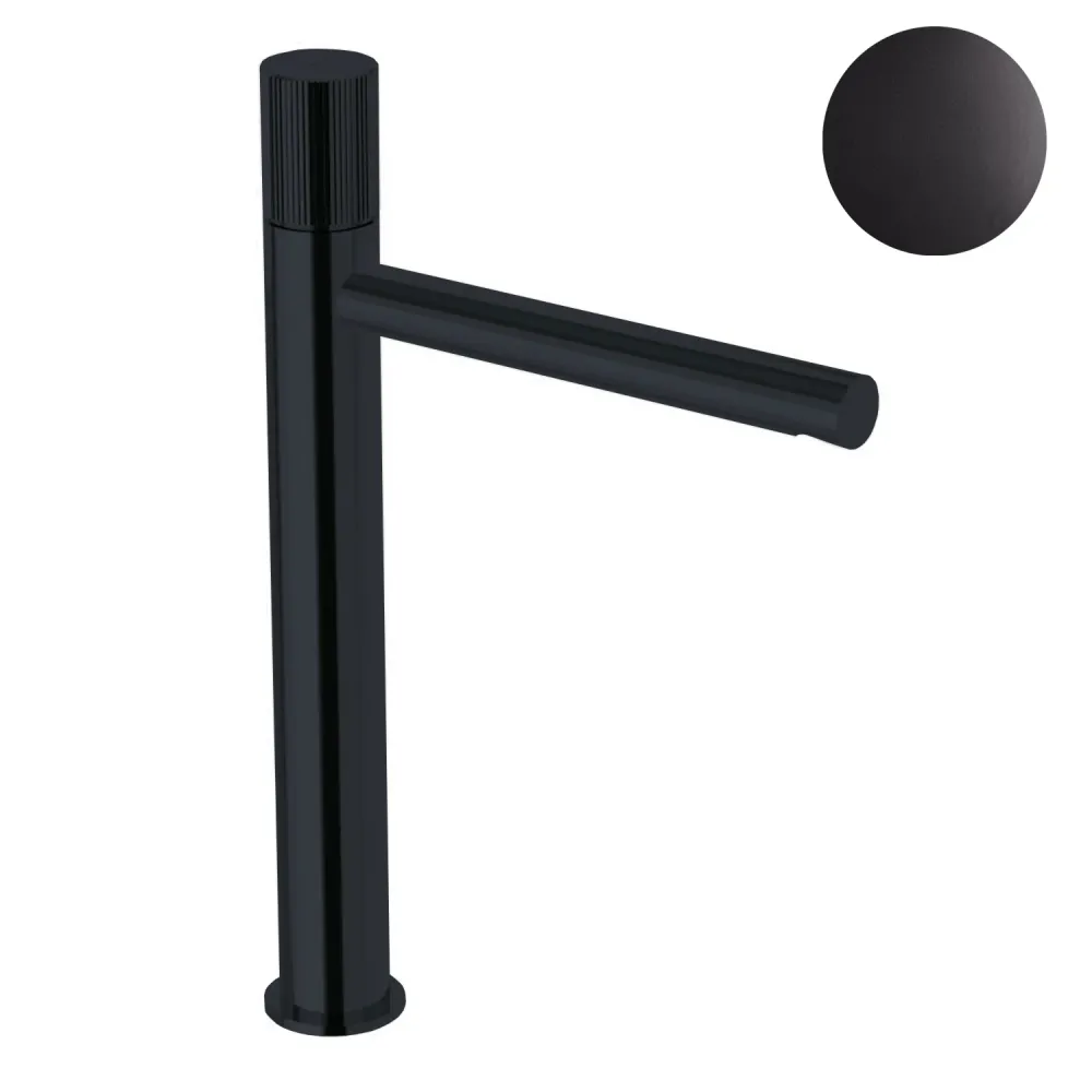 Tall basin mixer click clack drain Paffoni Jo Matte Zwart met Handvat