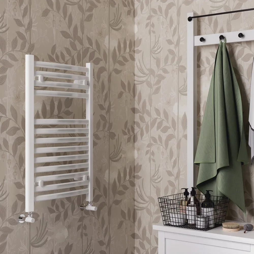 Warm towel rail model Merano Curved Lazzarini 803x500 mm - White