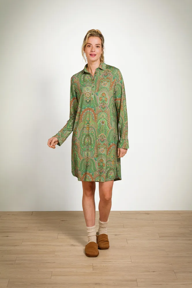Pip Studio - Daaltje Nachthemd Lange Mouw Dames - Jabali - Groen - S