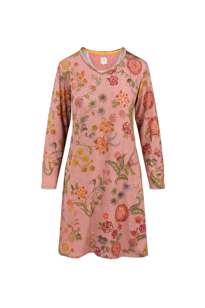 Pip Studio - Dana Nachthemd Lange Mouw Dames - Coco Flower - Koraal - M