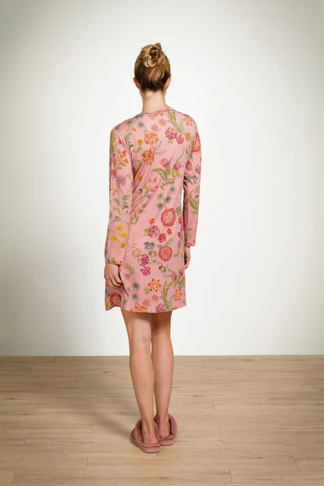 Pip Studio - Dana Nachthemd Lange Mouw Dames - Coco Flower - Koraal - M
