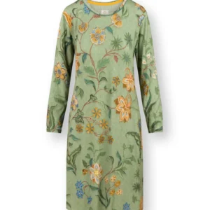 Pip Studio - Destiny Nachthemd Lange Mouw Dames - Safari Bloom - Groen - XXL