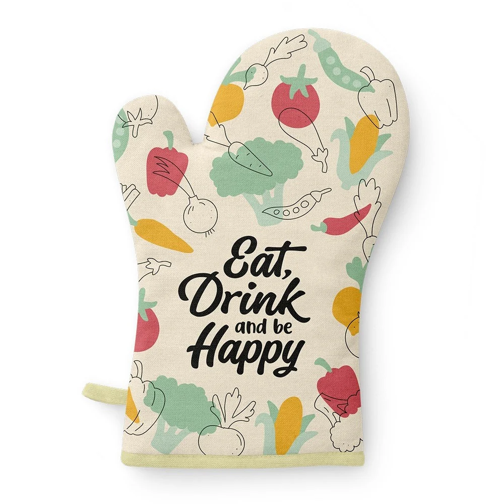 Ovenhandschoen eat drink and be happy