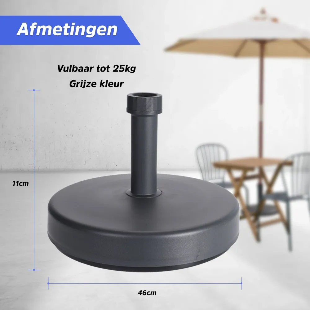 Cheqo® Stevige Parasolvoet - Vulbaar - Extra Stevig - Vulbaar tot 25kg