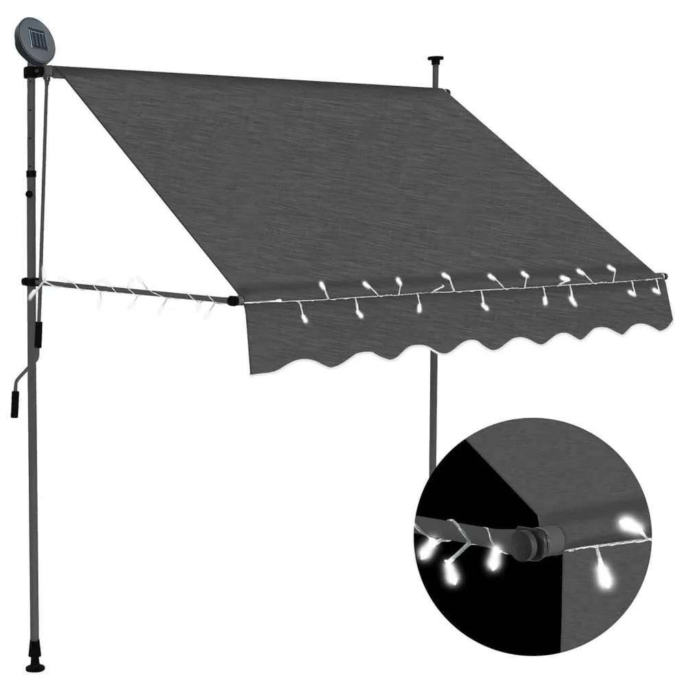 Luifel handzaam uitschuifbaar met LED 100 cm antracietkleurig | Snel Thuisbezorgd
