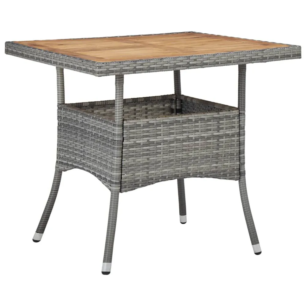 Ronde Tuin Tuintafel poly rattan en massief acaciahout grijs
