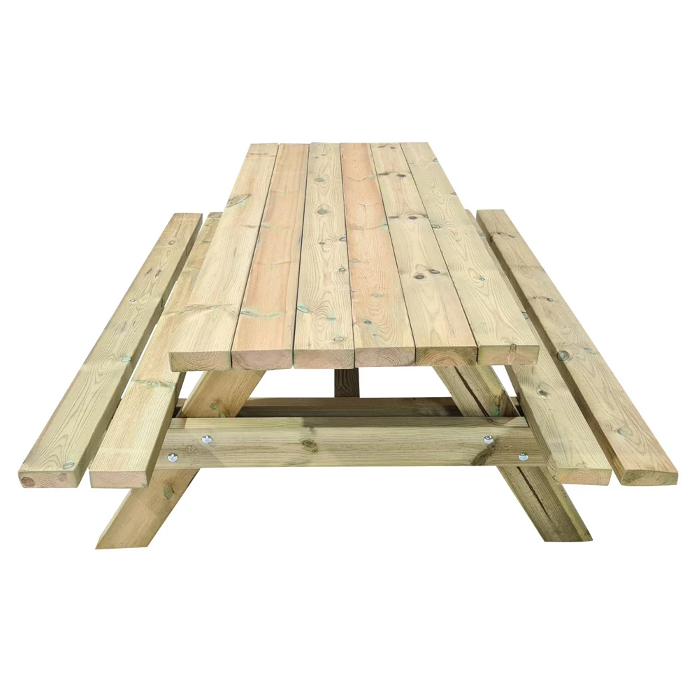 Wooden picnic table public use