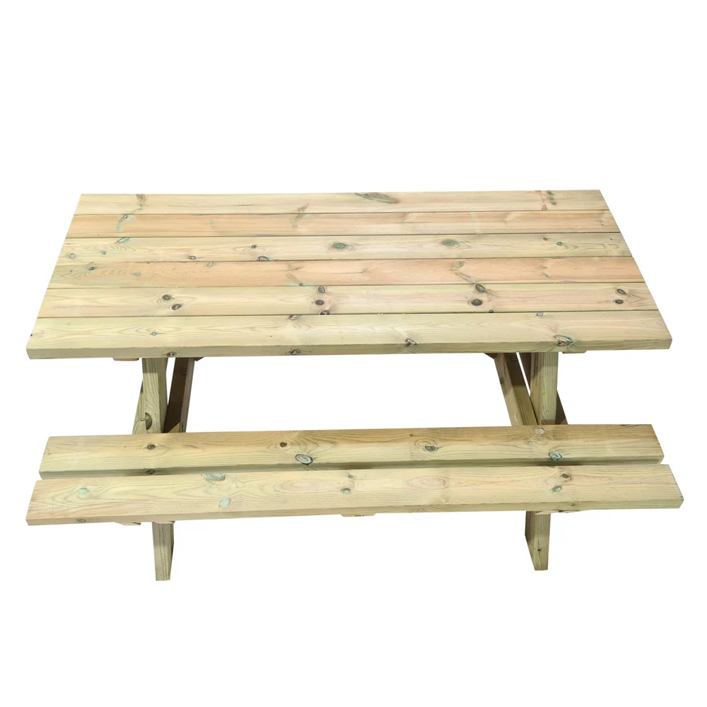 Wooden picnic table public use