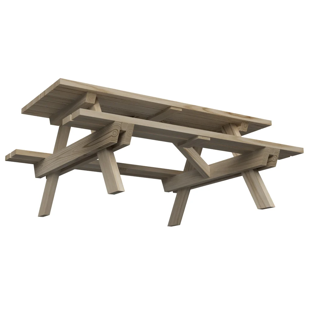 Wooden picnic table public use