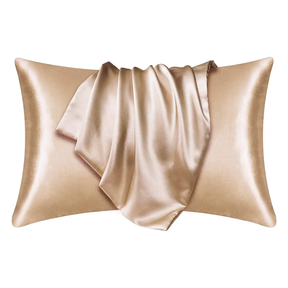 Satijnen kussensloop Licht Kaki 60 x 70 cm hoofdkussen formaat - Satin pillow case / Zijdezachte kussensloop van satijn