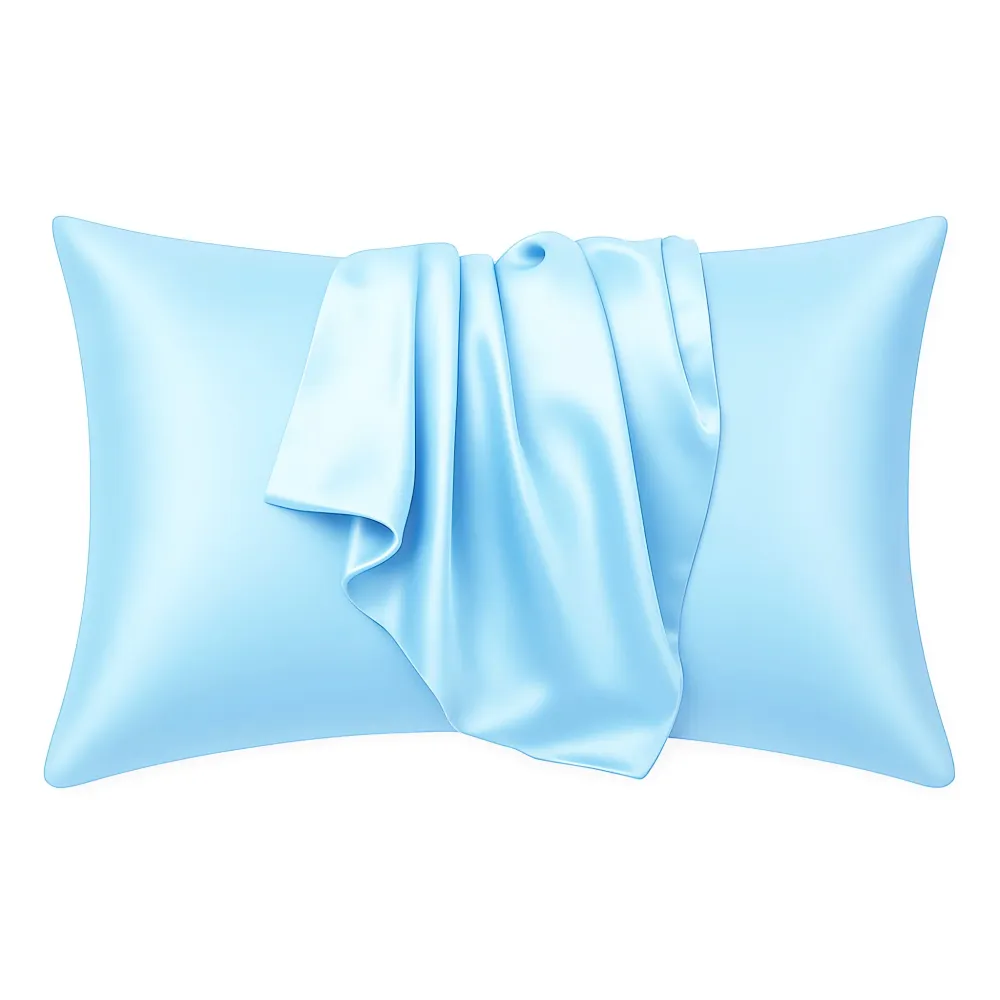Satijnen kussensloop Lichtblauw 60 x 70 cm hoofdkussen formaat - Satin pillow case / Zijdezachte kussensloop van satijn