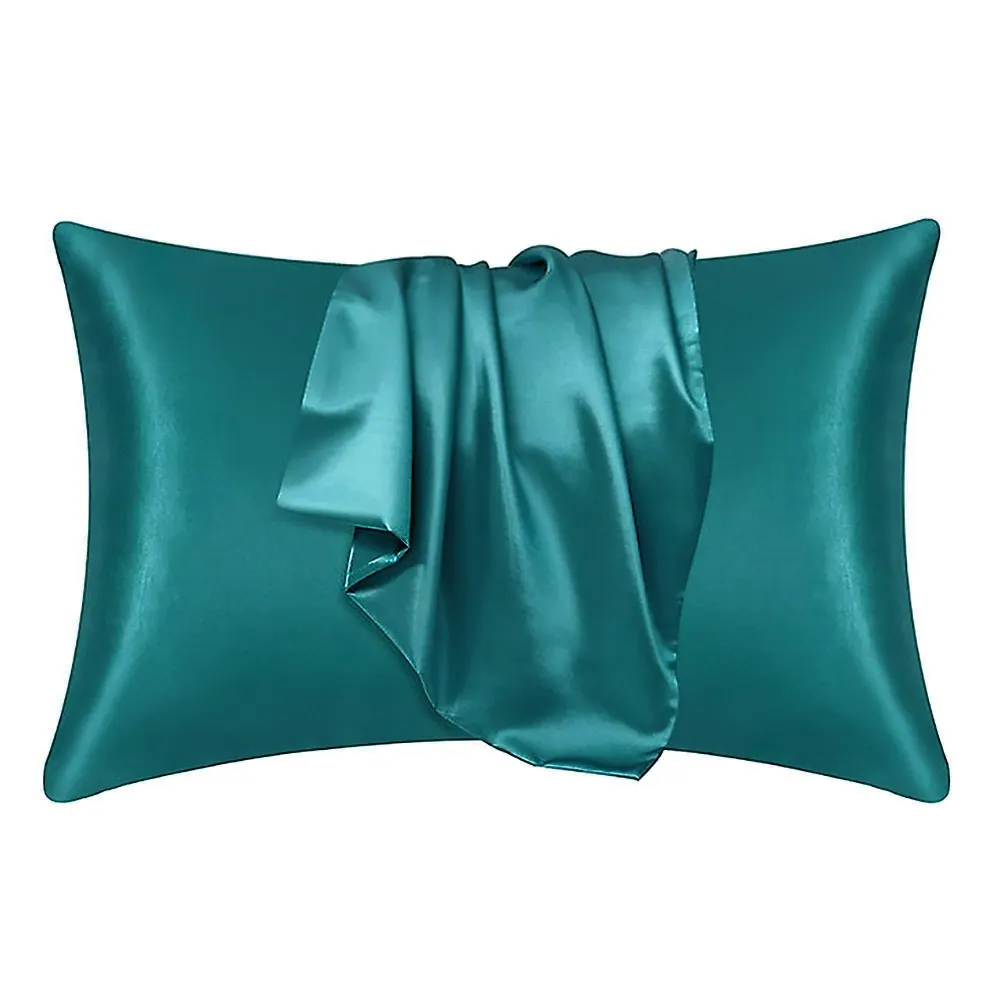 Satijnen kussensloop Teal 60 x 70 cm hoofdkussen formaat - Satin pillow case / Zijdezachte kussensloop van satijn