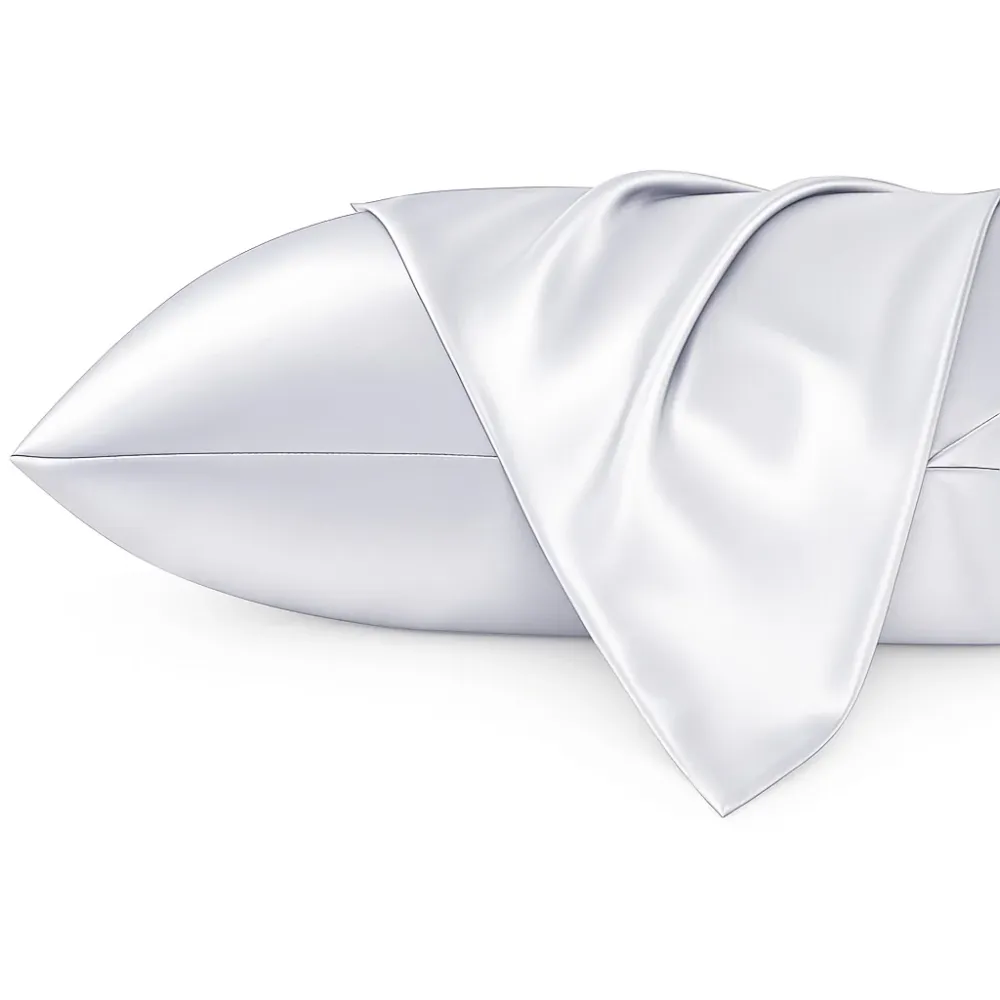 Satijnen kussensloop Zilvergrijs 60 x 70 cm hoofdkussen formaat - Satin pillow case / Zijdezachte kussensloop van satijn