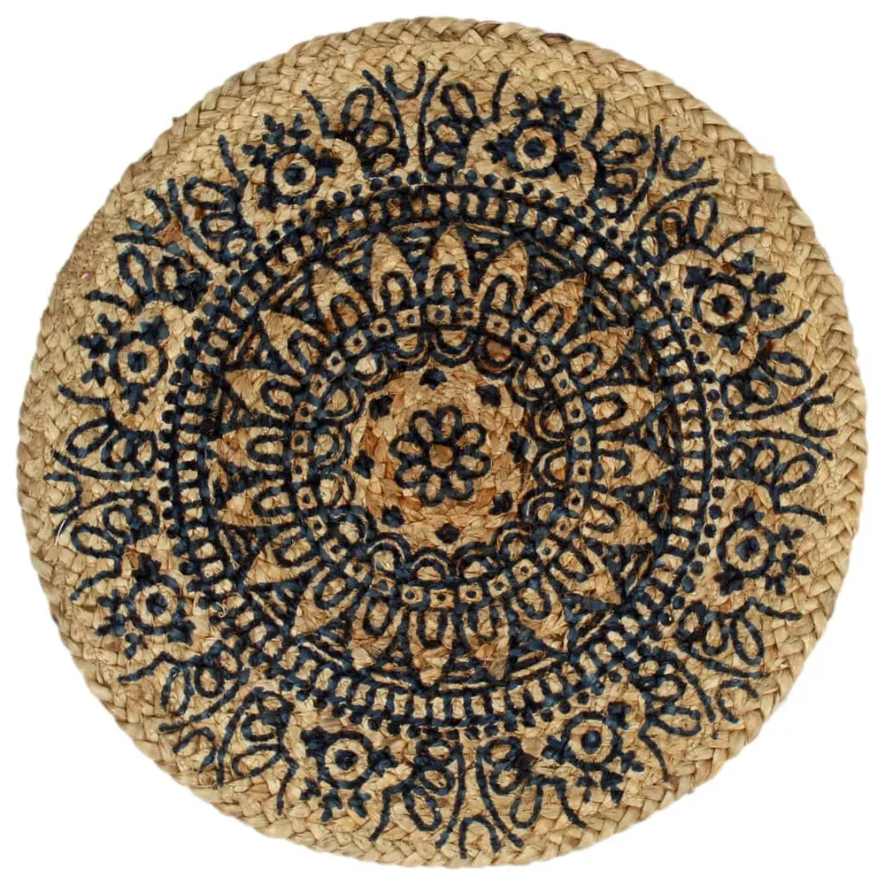 Placemats 4 st rond 38 cm jute donkerblauw