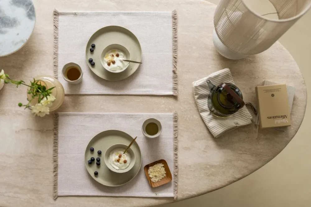 Walra Placemat 2st. 35x48cm 'Sweet Raffle' Wit/Zand