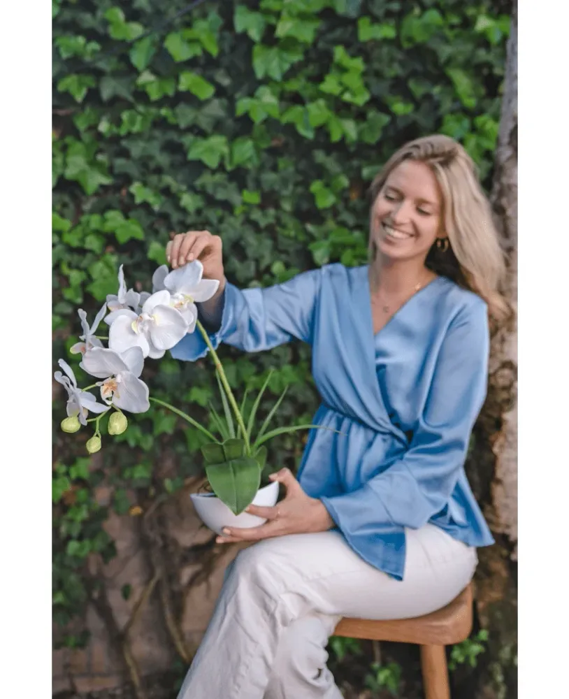 Kunst Orchidee 50 cm wit pot