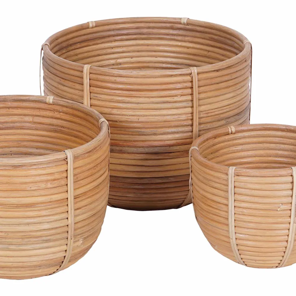Rotan mand bloemenmand Cinta set van 3
