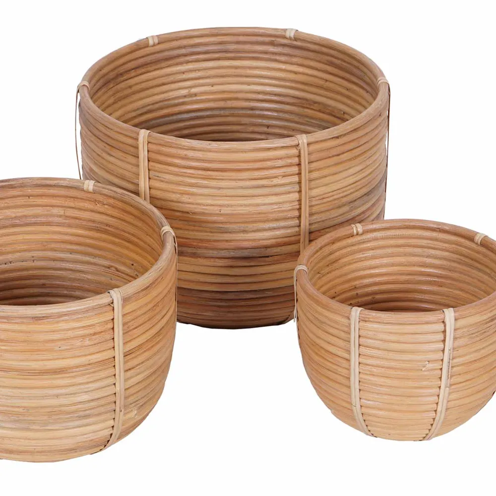 Rotan mand bloemenmand Cinta set van 3