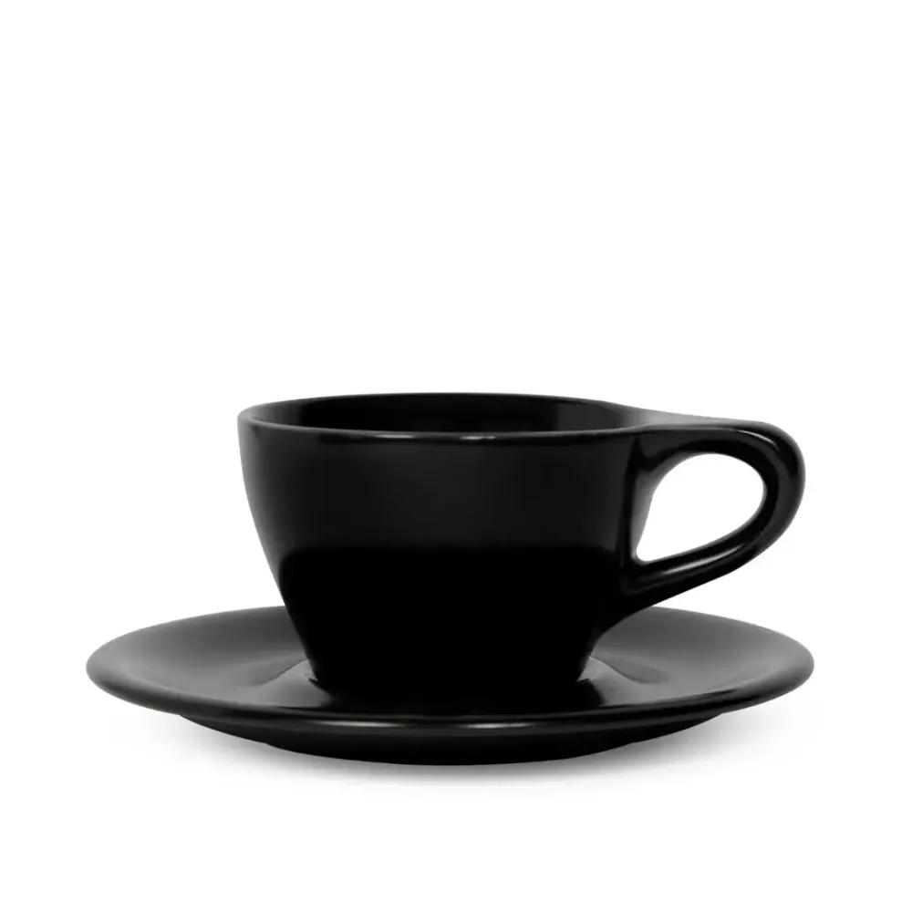 Lino Groot Cappuccino Kop 180ml met schotel - Zwart