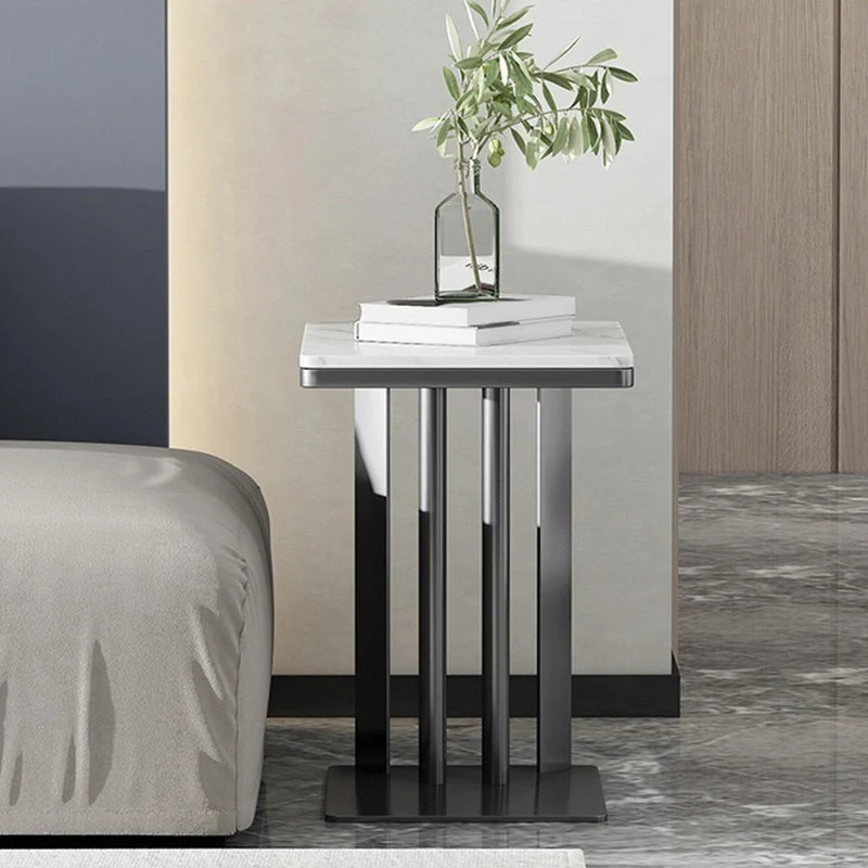 Contemporary Metaal C Side Table Slate Top Rectangular Side Table