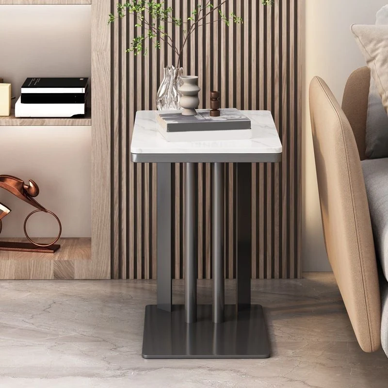 Contemporary Metalen C Side Table Slate Top Rectangular Side Table